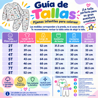 Pijama Infantil Coloreable y Reutilizable